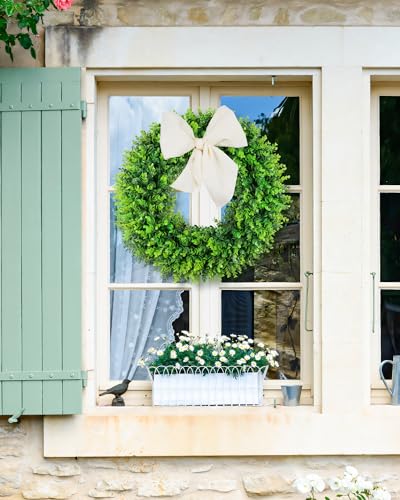 20'' Boxwood Wreath with Hello Sign – Farmhouse Spring Decor - Image 7