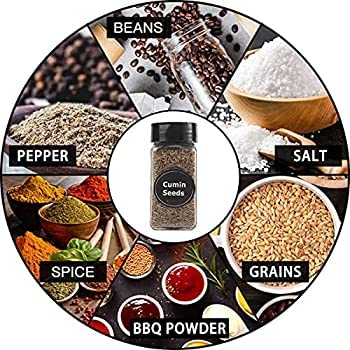 Image of KELVEE Glass Spice Jars With Black Plastic Shaker Lids Pack of 10, 100 ML Flip Top Square Spice Bottles, Seasoning Spice Containers For Kitchen,Storing Spice (10)