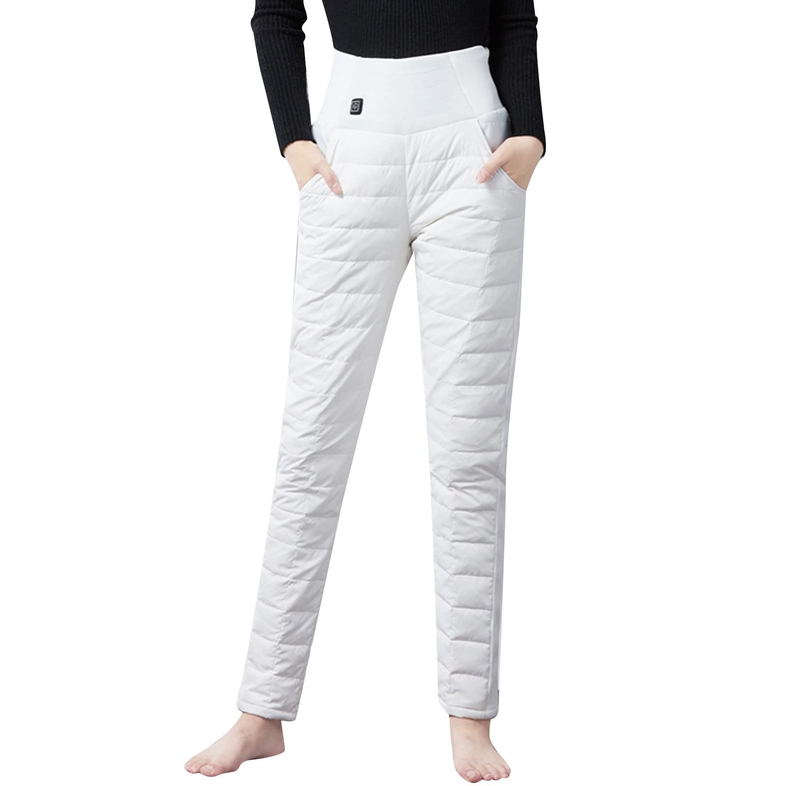 Pantalones térmicos para mujer, pantalones largos con batería, USB de 5 V, con calefacción eléctrica, para invierno, al aire libre, esquí, ropa interior cálida, capa base para nieve, esquí,