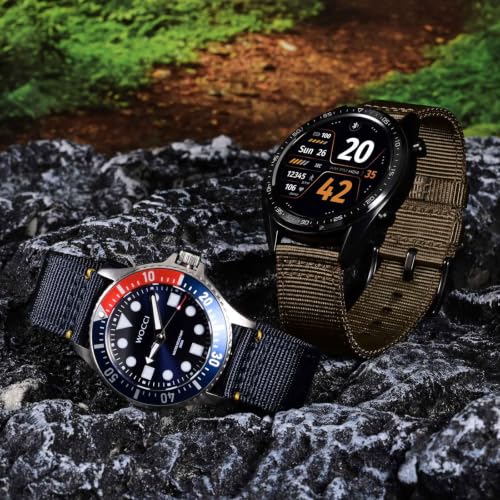 Image of WOCCI Nylon Watch Bands, Contrast Woven Design, Quick Release, Stainless Steel Buckle, Band Width 20mm 22mm 24mm 26mm