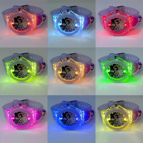 Image of Brishti 3D Cartoon Character Multicolored Glowing Digital Light and Girl's Analogue Wrist Watch | Unique 3D Cute Cartoon Character on Strap | Soft Silicone Strap | Suitable for Age 3-12 Year Kids
