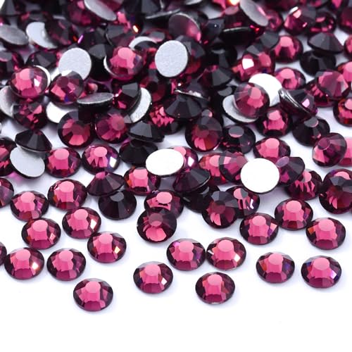 Image of Purple Flatback Rhinestones, Glass Rhinestones for Nail Art and Craft, Glue Fix, Loose Crystal Gemstones(Purple, SS20, 2880pcs, 4.6-4.8mm)