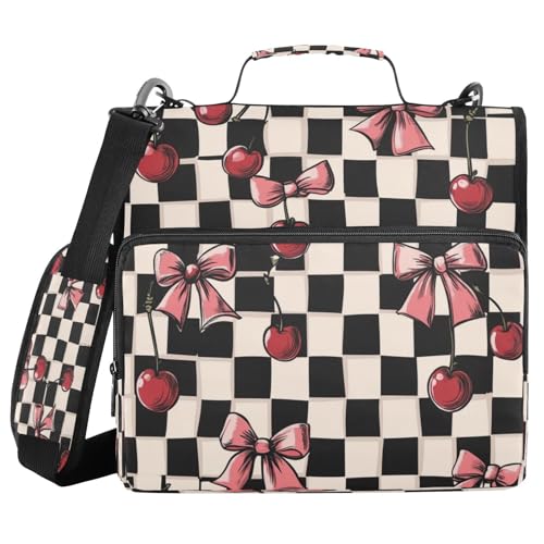 Classeur zippé à carreaux avec poignée et bandoulière pour transporter vos dossiers