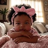 BABESIDE Reborn Baby Dolls Black Girl, 20 Inch Realistic Black Girl Newborn African American Real Life Baby Girl Dolls Soft Vinyl and Cloth Body with Feeding Kit Gift Box for Kids Age 3+