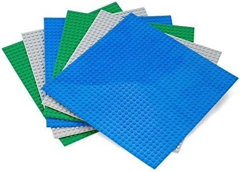 SCS Direct Bricks Building Blocks Baseplates - Large 10" x 10" Stackable Baseplate - Variety Pack Plates with Dual Connectivity(6 Pk) Compatible with and Tight fit All Major Building Blocks Brands