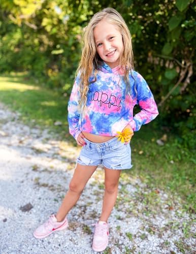 Arshiner Girls Crop Tops Tie-Dye Hoodies Kids Long Sleeve Pullover Sweatshirts 6 51KMu8gXScL. AC