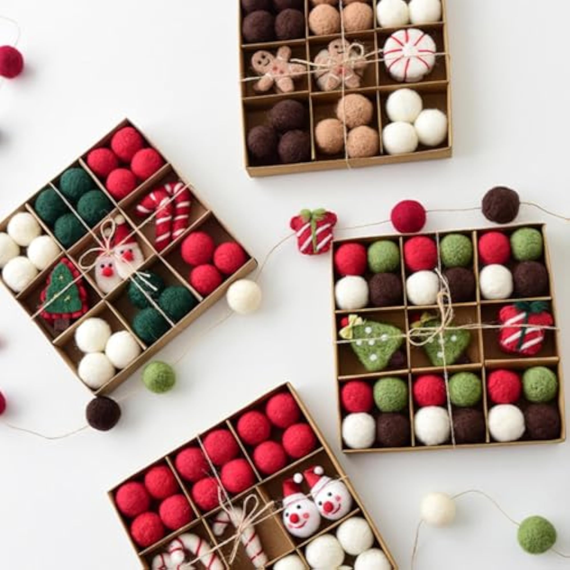 Christmas Felt Balls with Storage Case for Indoor Window