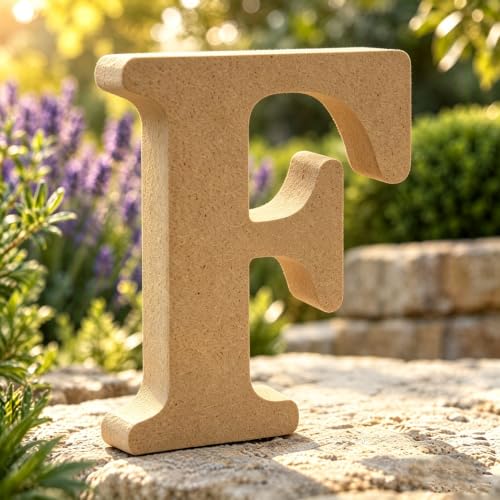 Image of Freeas 8 cm Natural Wooden Letters for Crafts and Wall Decor(F)