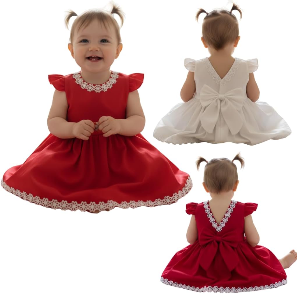 Vestido Infantil para Batizado, 0-1 Ano, 100% Algodão, com Detalhes Florais