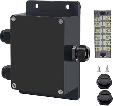 Project BoxI P67 Outdoor Waterproof Box Electronic Junction Box with 25A 600V 6P Barrier Terminal 1IN/2Out Electrical Boxes 4.5x3.5x2.12 inch