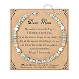 JoycuFF Mom Gifts, Mothers Day Birthday Gifts for Mom from Daughter Son, Valentines Day Christmas Ideas Present for Mother Amazonite Moonstone Bracelets for Women