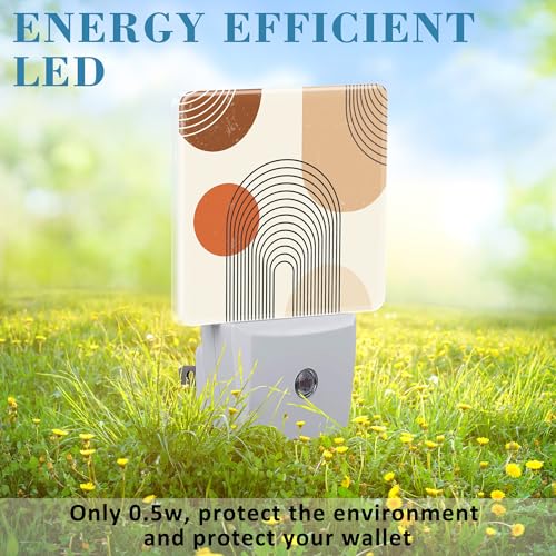 Image of Plug in Night Lights Bohemian Art Abstract Lines Nightlight Plug Into Wall Dusk to Dawn Sensor LED Night Light for Kid Girls Boys Women Room Decor,Hallway,Kitchen,Bathroom,Nursery,Stairs