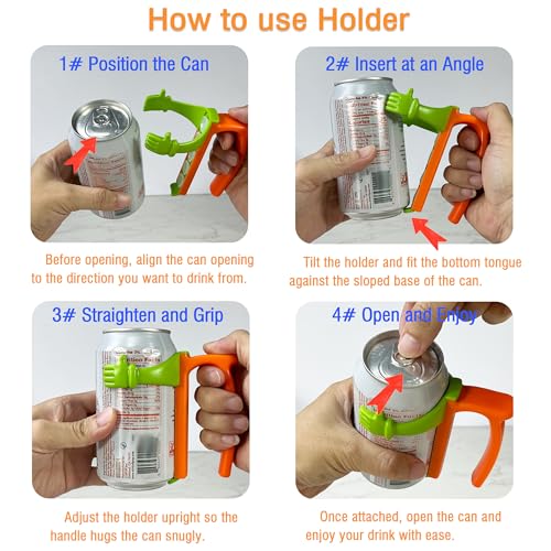 Image of ORIGINAL CREATOR - DIPESI Soda Can Lids and Holders for 12oz Cans - 2 Can Covers with Straw + 2 Can Holder with Handle - For Soda, Beer, Pop - Easy to Hold, Leak-Free
