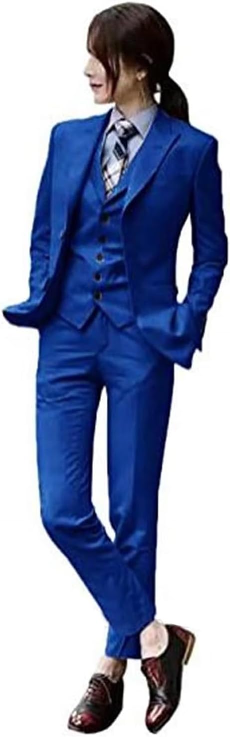 Women's Suit 3-Piece Set for Business Office Lady Single Breasted Button Jacket Vest Pants