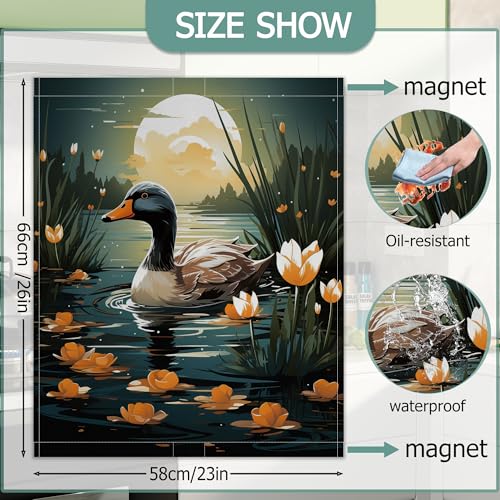 Image of Mallard Duck Dishwasher Magnets Decorative Cover,Farmhouse Flowers Waterproof Magnetic Dishwasher Cover Panel,Refrigerator Magnet Cover for Kitchen Home Decor 23x26 Inch