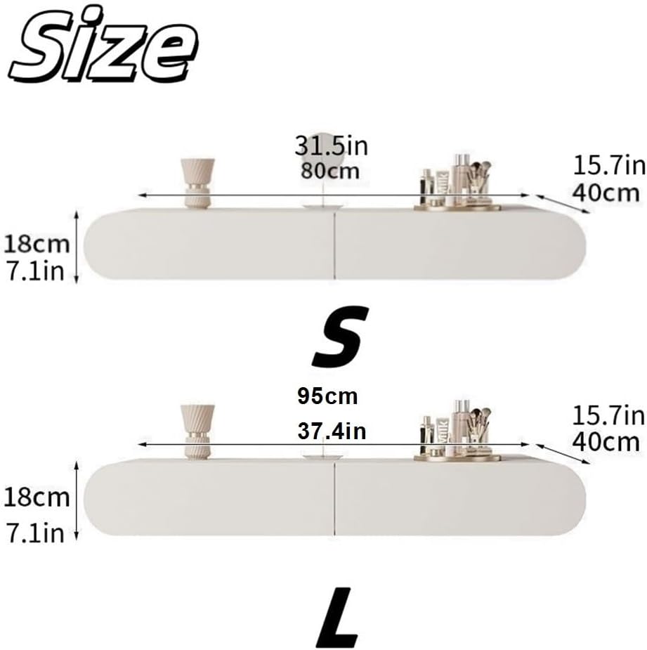 Floating Dressing Table with Drawers, Wall-Mounted Vanity Desk, Corner Desk for Bedroom, Bathroom, Hairdressers (Small)