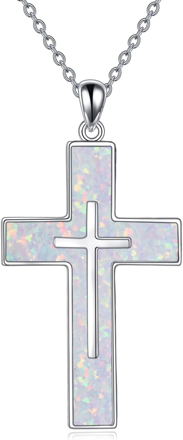 YFN Cross Necklace Sterling Silver Religious Cross Pendant Jewelry Christian Gifts for Women Men