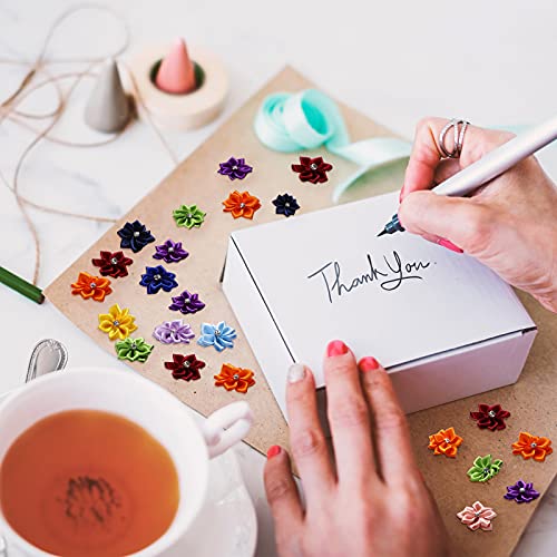 50 Pieces Satin Ribbon Flowers Bows 1.18 Inch Rhinestones Flower Sewing Appliques Daisy Flower Heads Wedding Ornament Decor Diy Craft Wreath Present Wrapping (Multi-Color) #TOP3