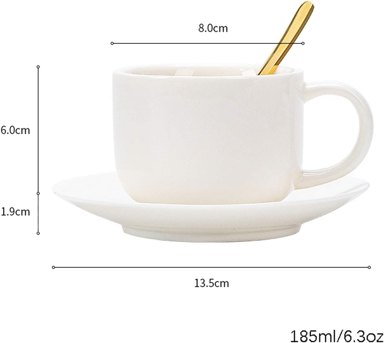 Kubki Do Kawy Zestaw Kubków Do Kawy Porcelanowe Filiżanki Do Cappuccino I Spodki Z Łyżeczkami Do Espresso 5-Uncjowe Filiżanki Do Espresso Białe Filiżanki Do Kaw