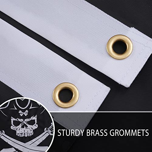 Azcover Pirate Flag, 3X5 Ft Black Hat Jolly Roger Flag For Outside Made In Usa, Double Side Pirate Flags Small For Boat - Skull Bones With Cross Knife Flag Small Pirates Flags With 2 Brass Grommets All Weather Lasting Pirates Flags Small #TOP4