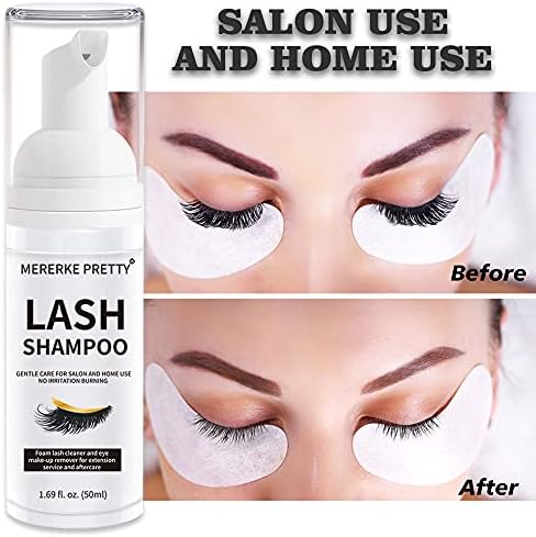 Eyelash Extension Shampoo 50 ml + Brush - Eyelid Foaming Cleanser - Sensitive Paraben & Sulfate Free - Eyelash Wash and Lash Bath for Extensions - Salon Use and Home Care
