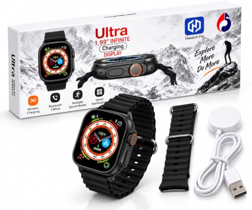 Image of T800 Smart Watch for Men & Women, 1.99 inch Large Infinite Display, Bluetooth Calling, Multiple Sports Modes, Heart Rate Monitoring, IP67 Water Resistant, Smart Notifications (Black)