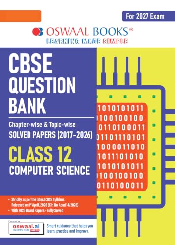 Image of Oswaal CBSE Class 12 Computer Science Question Bank | Chapter & Topic-wise Solved Papers (2017-2026) | Based on Syllabus (April 2026) | Includes 2026 Papers | For 2027 Exam