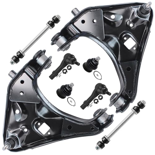 Image of Detroit Axle - Front End Suspension Kit for Ford 1998-2001 Explorer Mercury Mountaineer 2 Lower Control Arms with Ball Joint 2 Upper Ball Joints 2 Sway Bars 2 Outer Tie Rods 1999 2000 Replacement