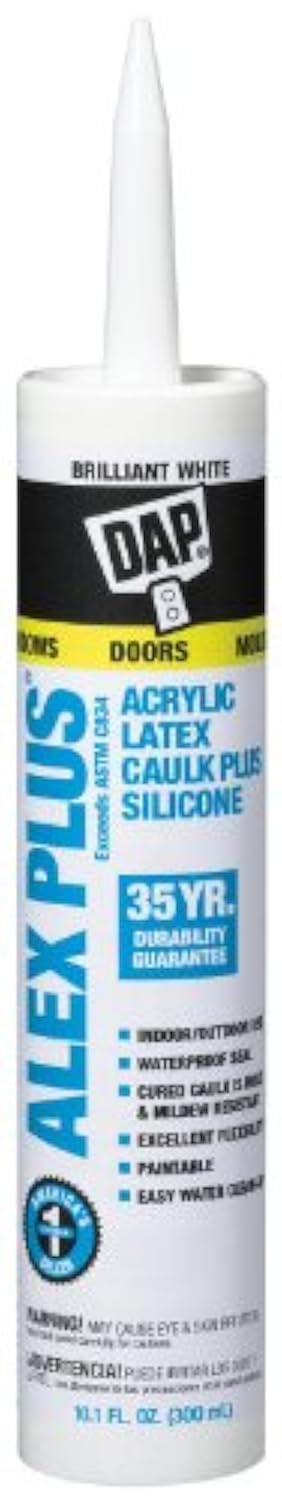 Dap 18101 ALEX PLUS Acrylic Latex Caulk Plus Silicone - White 10.1-oz Cartridge (18152)