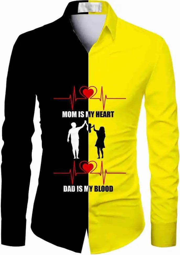 revue Men's Premium Unstitched Printed Shirt Fabric | Cotton Blend Shirting Material with Mom Dad Graphic Print | Custom Tailoring Shirt Cloth for Casual Party Office & Daily Wear-picture-13