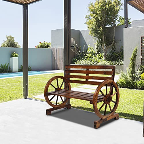 Image of Outvita Wooden Garden Bench Seats 2 Person Carbonized for Garden