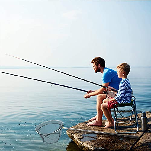 Épuisette de pêche pour saumon et poisson-chat manche télescopique 190 cm anti-emmêlement