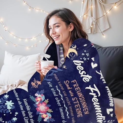 HTGWCG Geschenke für Freundin Decke, Beste Freundin Geschenke, 150 × 130CM Flauschig Decke,Kreatives Geschenke für Mädchen Frauen, für Meine Beste Freundin Schwestern