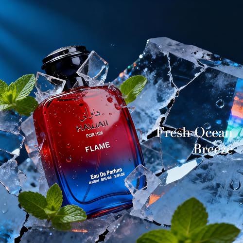 Image of AFLUXE Men's Eau de Parfum for Men Modern Woody Fresh Scent Cologne for Men|3.4 Fl Oz (100 ml)|Hawall For Him Flame