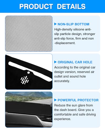 Image of Autorder Dashboard Cover Mat for 2015-2020 Chevy Chevrolet Tahoe /Suburban /GMC Yukon Accessories Dash Cover Mat Flannel Sunshade Glare UV Rays Protector (Without Forward Collision Alert /HUD)