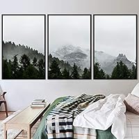 3 Piece Framed Canvas Wall Art Foggy Mountains Canvas Prints Home Artwork Decoration for Living Room,Bedroom - 16