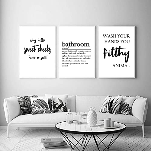 Art mural Laver Vos Mains impression sur toile minimaliste noire et blanche haut de gamme 3 pièces
