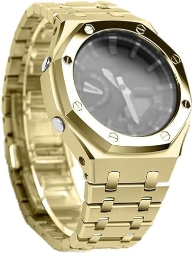 ZUC Caja de reloj con bisel de acero inoxidable con correa modificada, para GA2100, caja de metal con textura mate para hombre, correa integrada para GA2110(B) ZUC Caja de reloj con bisel de acero inoxidable con correa modificada, para GA2100, caja de metal con textura mate para hombre, correa integrada para GA2110(B)