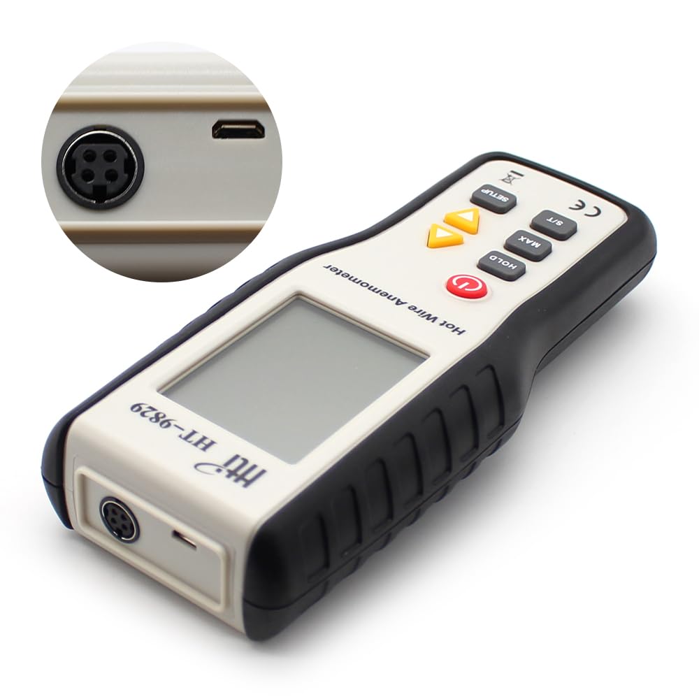 Medidor Digital de Velocidad del Flujo de Aire de Alta Precisión, Anemómetro Térmico Portátil, Anemómetro de Hilo Caliente para Conductos