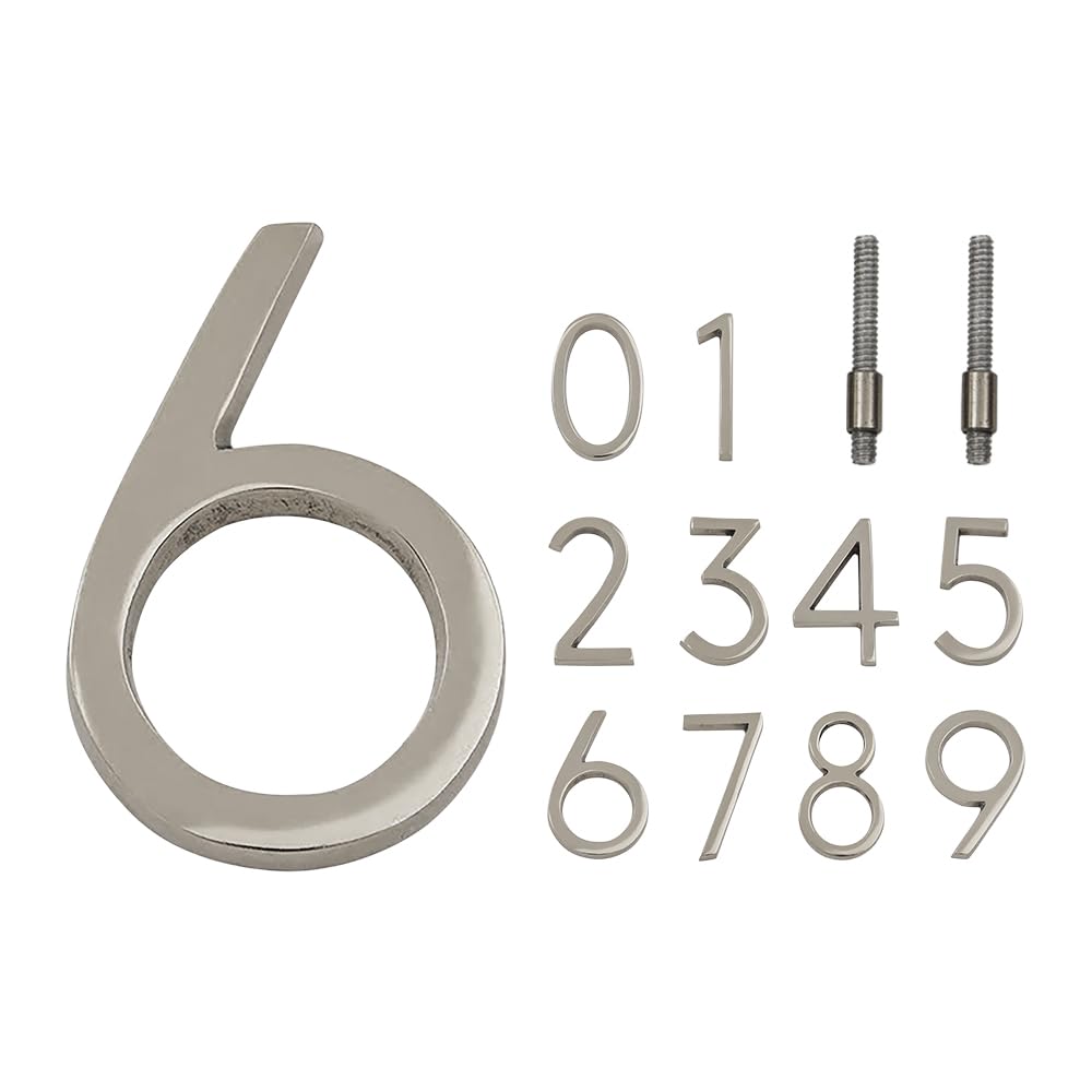 DecorTwist® House Numbers for Outside Main Gate Silver Door Numbers for Outdoor Gate Hostel Hotel Lodge Apartment College Library Rack Number Warehouse 4 Inch Height (Number 6) — Amazon image 2