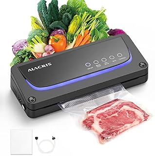 ALACRIS Vacuum Sealer, 8 in 1 Food Vacuum Sealer Machine with Full Starter Kit, Built-in Cutter & Roll Bag Storage, Fully Automatic Vacuum Packer for Dry & Moist Food Preservation and Sous Vide