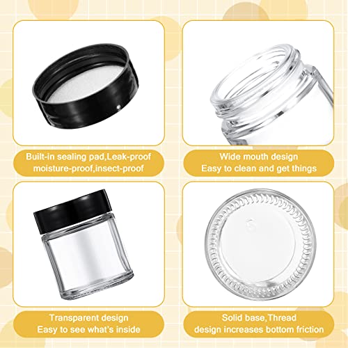 Aoriher 60 Pieces Glass Jars with Lids Clear Small Mason Empty Round Spice Wide Mouth Canning Storage Refillable Cosmetic Containers for Lotions Cream Powders (1 oz) clear and black HS-Aoriher-238703