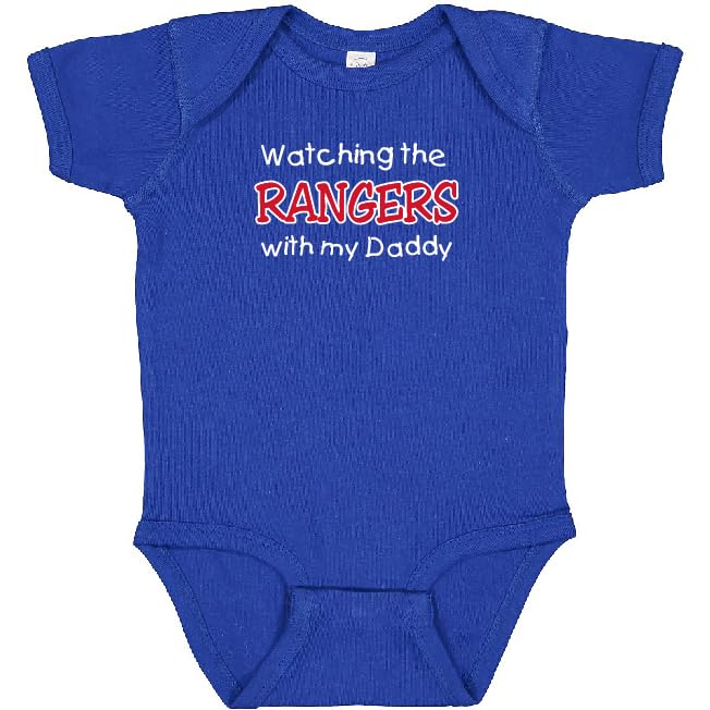 Image of Curiositees Watching the Rangers with My Daddy Baby Boy's Bodysuit Outfit Tee - Royal