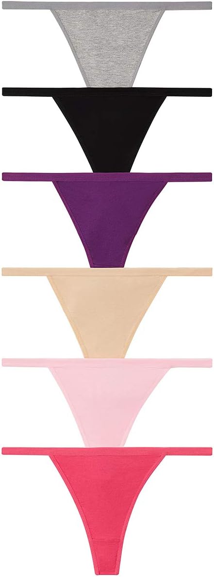 Sexy Women's Underwear Cotton Panties String T-Back Thongs Lingerie (Pack of 6)