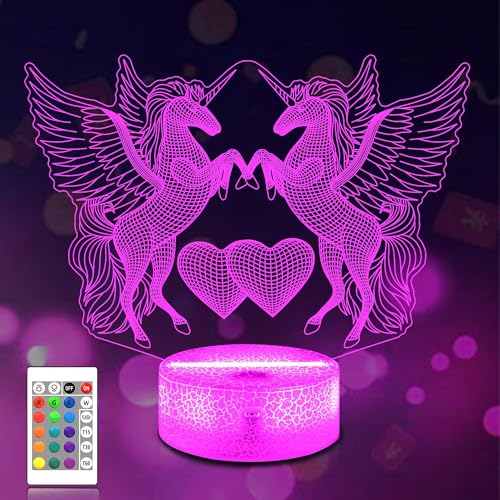 CooPark 3D Einhorn lampe Fairy Illusion lichter 16 Farben & Fernbedienung...