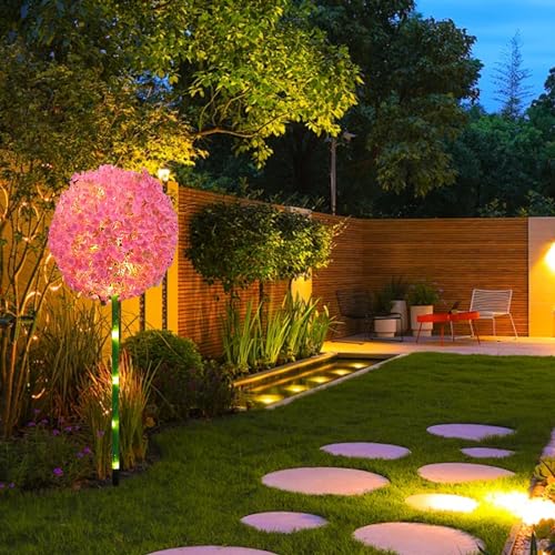 SALALIS Faretto da Esterno Decorativo da Giardino Impermeabile con Luce a Sfera Solare per Cortile, Facile da Caricare per Prati e Giardini (Rosa)