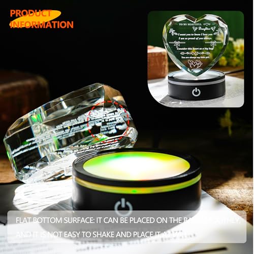 Meaningful Birthday Gifts for Daughter from Mom Dad to My Daughter Heart Crystal Keepsake with Light Base to Christmas Graduation Mothers Day