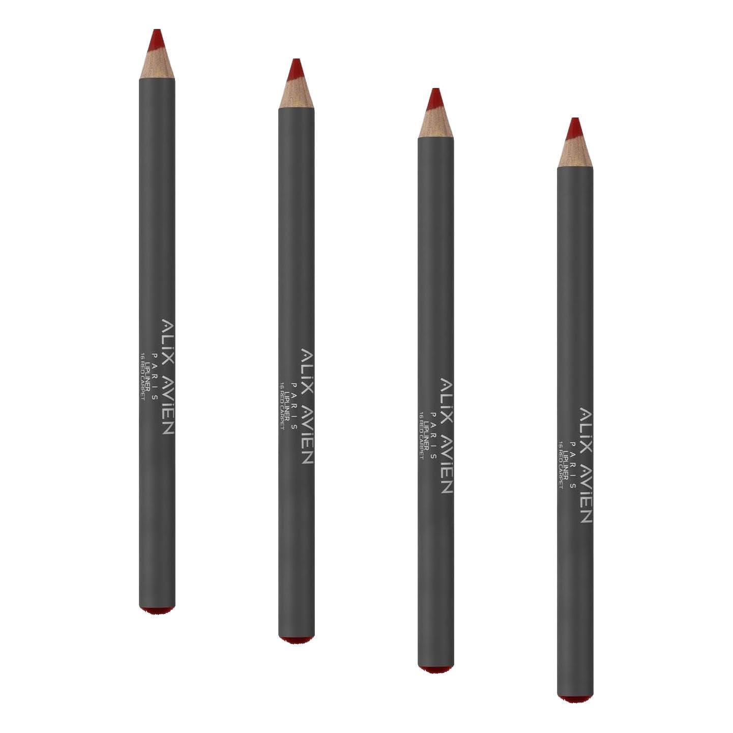 ALIX AVIEN Uzun Süre Kalıcı Dağılma Yapmayan Nemlendirici Dudak Kalemi - Lipliner Pencil 16 Red Carpet (4 paketi)