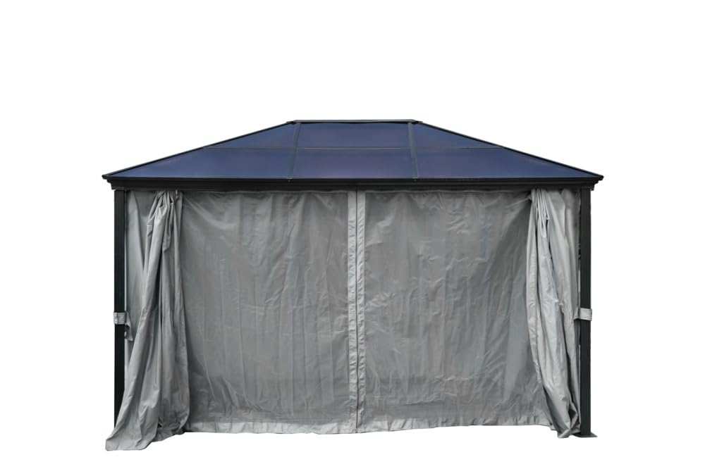 Jet-Line® | Alu Pawilon 3 x 4 m | Pergola z zadaszeniem | Pawilon ogrodowy Taneo | 3 x 4 m | Aluminiowa rama | z nieruchomym dachem | kolor antracytowy | do ogrodu | zadaszenie | stabilny ogrodowy