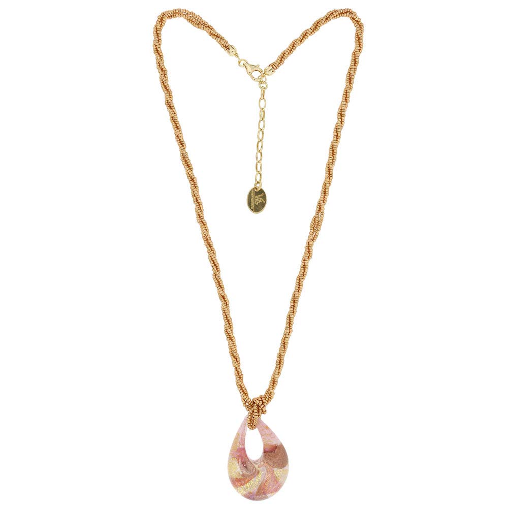 Venetiaurum - Collana Girocollo Multifili per Donna Con Pendente In Vetro Originale Di Murano E Argento 925 - Gioiello Made In Italy Certificato
